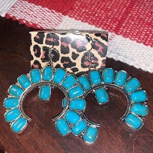 Turquoise Silver Hoop Earrings